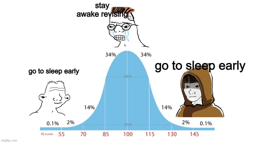 POV: you have a test tomorrow | stay awake revising; go to sleep early; go to sleep early | image tagged in 99 graph,memes,funny,so true,sleep | made w/ Imgflip meme maker
