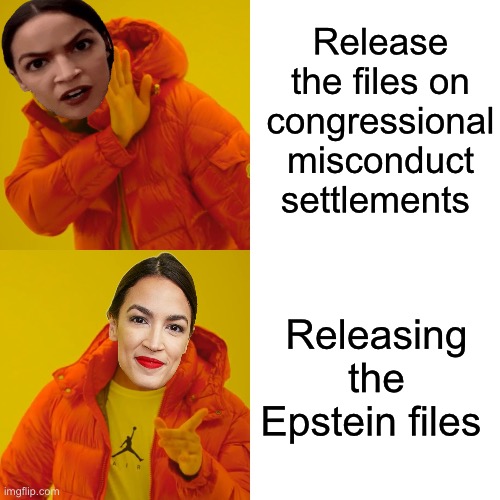 So not all victims have voices. Got it | Release the files on congressional misconduct settlements; Releasing the Epstein files | image tagged in memes,drake hotline bling,politics lol,government corruption,hypocrisy | made w/ Imgflip meme maker