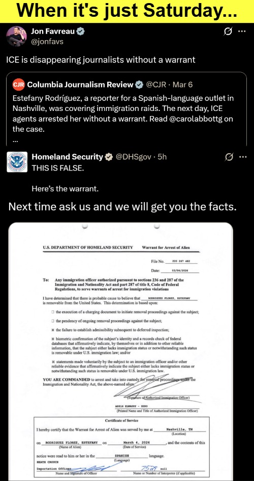 Obama's speechwriter. They throw around this unchecked insurrection fodder all day. Like the recent AI gen 'ICE interactions' | When it's just Saturday... | image tagged in fake news,illegal immigrants,politics,propaganda,misinformation | made w/ Imgflip meme maker