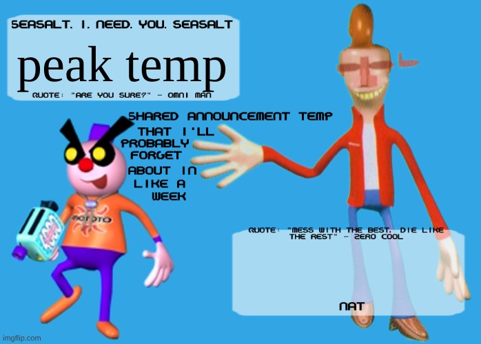 thx nat | peak temp | image tagged in planet dob themed shared announcement temp | made w/ Imgflip meme maker