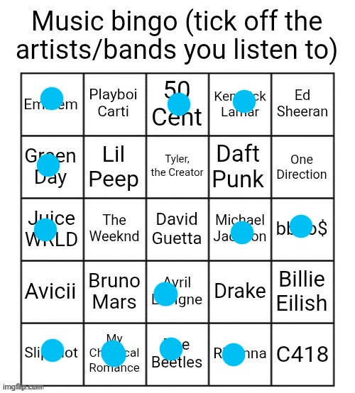 Music bingo | image tagged in music bingo | made w/ Imgflip meme maker