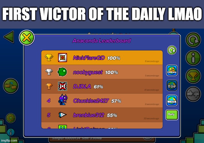 FIRST VICTOR OF THE DAILY LMAO | made w/ Imgflip meme maker