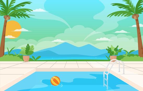Swimming Pool Background Vector Art, Icons, and Graphics for Fre Blank Meme Template