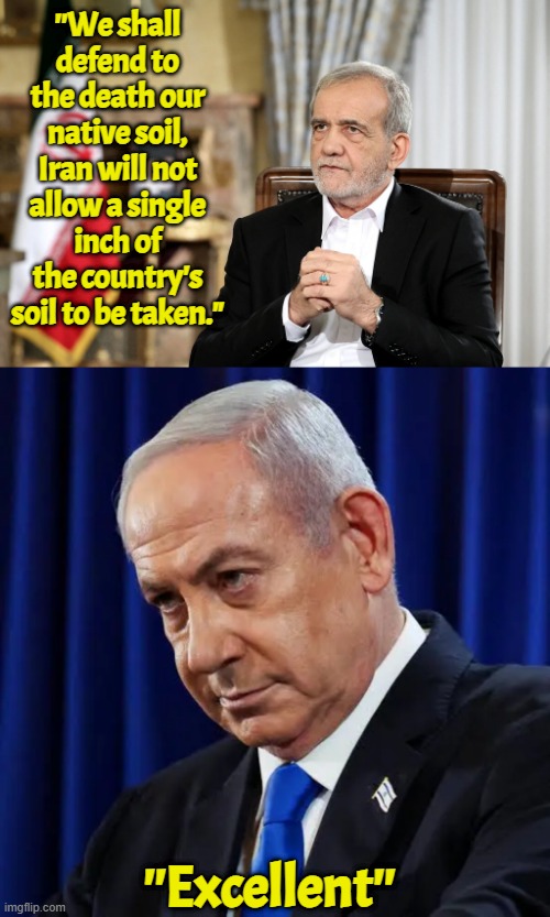 The American invasion of Iran | ''We shall defend to the death our native soil, Iran will not allow a single inch of the country's soil to be taken."; ''Excellent'' | image tagged in iran,iranian,israel,us military,ww3,oil | made w/ Imgflip meme maker