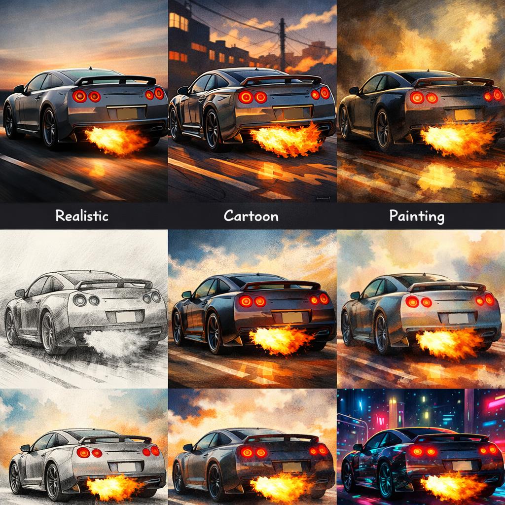 Make a realistic nissan gtr shooting flame Blank Meme Template