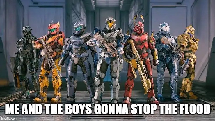 Halo | ME AND THE BOYS GONNA STOP THE FLOOD | image tagged in me and the boys | made w/ Imgflip meme maker