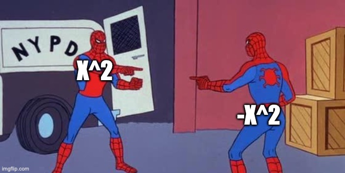 ±x | X^2; -X^2 | image tagged in spider man double | made w/ Imgflip meme maker