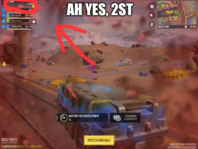2st | AH YES, 2ST | image tagged in cod | made w/ Imgflip meme maker