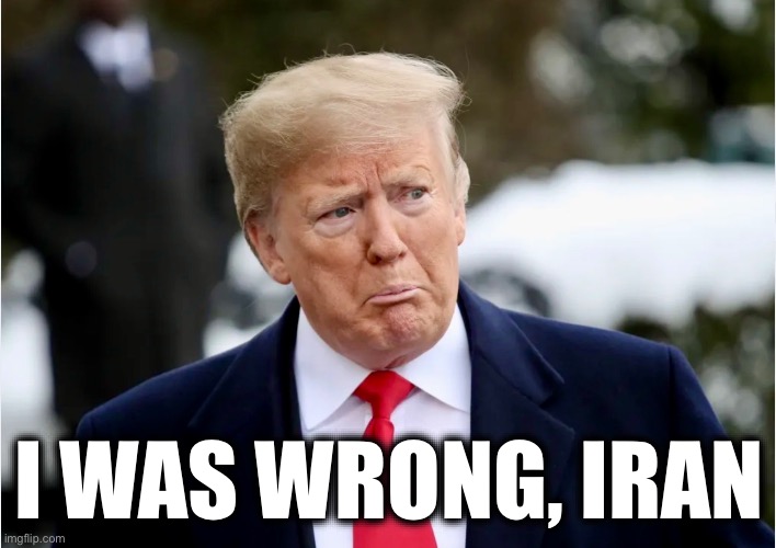 I WAS WRONG, IRAN | image tagged in memes,trump,usa,defeat,apology,sin | made w/ Imgflip meme maker