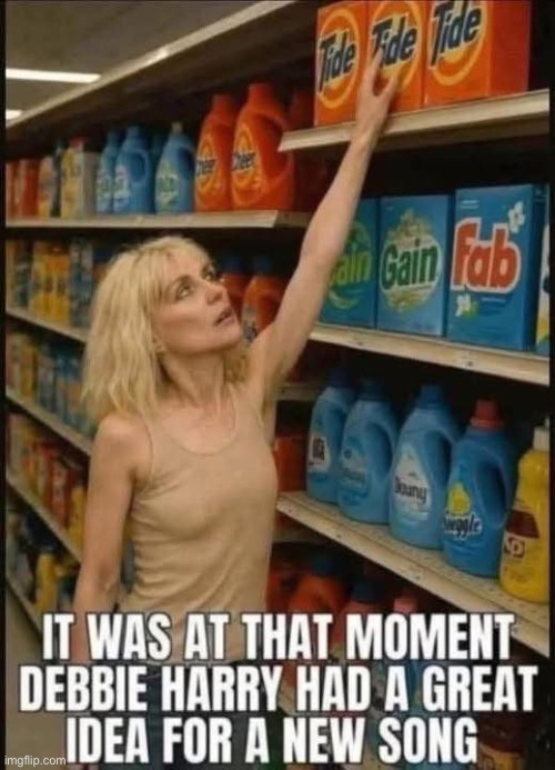 She’s moving on | image tagged in debbie harry,blondie,tide,high,bad pun | made w/ Imgflip meme maker