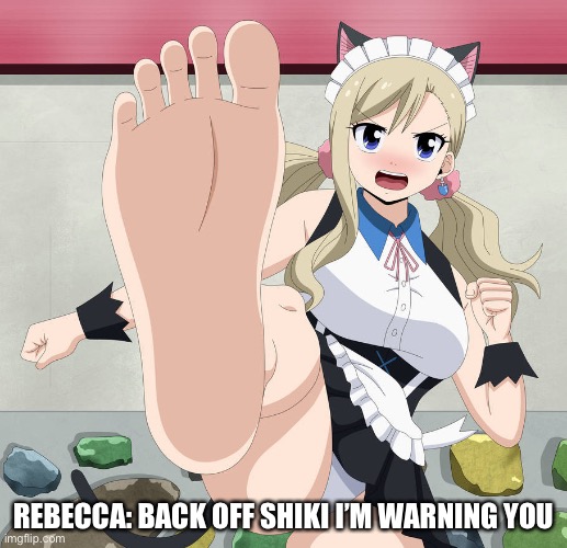 Rebecca ain't playing around | REBECCA: BACK OFF SHIKI I’M WARNING YOU | image tagged in edens zero,rebecca,blonde,female,anime | made w/ Imgflip meme maker