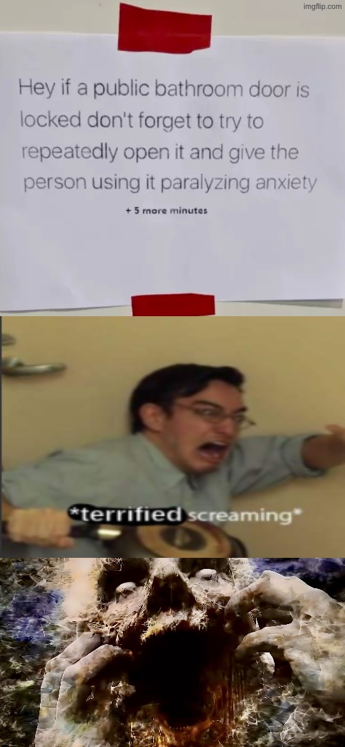 Paralyzing Anxiety | image tagged in funny signs,bad advice,public restrooms,anxiety,duhhh dumbass,dafuq did i just read | made w/ Imgflip meme maker