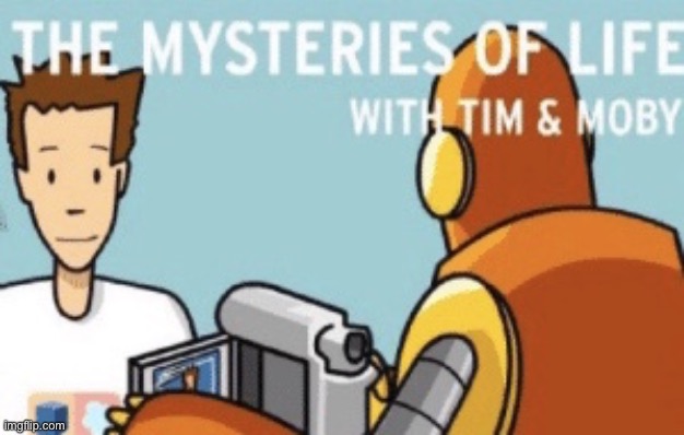 The mysteries of life with Tim and Moby | image tagged in the mysteries of life with tim and moby | made w/ Imgflip meme maker