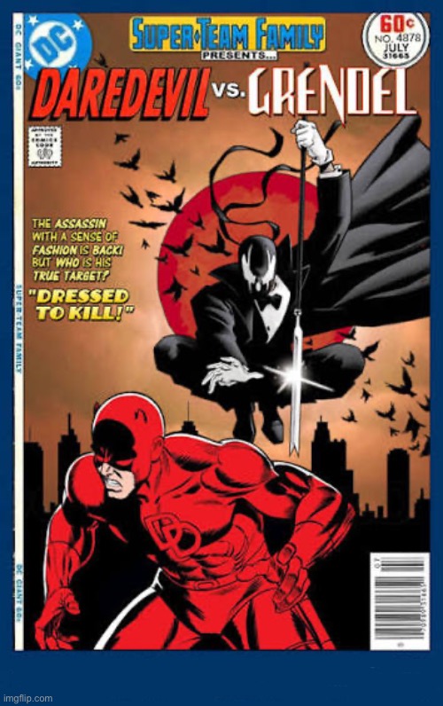 image tagged in comics,daredevil,grendel,crossover,super team family | made w/ Imgflip meme maker