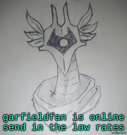 Hunter Temp by ShadowSkul | garfieldfan is online send in the low rates | image tagged in hunter temp by shadowskul | made w/ Imgflip meme maker