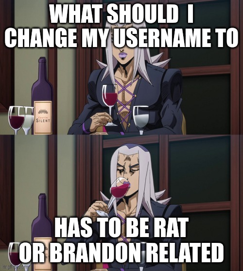 ok and? | WHAT SHOULD  I CHANGE MY USERNAME TO; HAS TO BE RAT OR BRANDON RELATED | image tagged in ok and | made w/ Imgflip meme maker