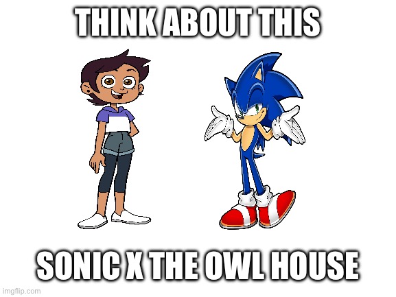 Let me know in the comments if it’s a good idea | THINK ABOUT THIS; SONIC X THE OWL HOUSE | image tagged in blank white template | made w/ Imgflip meme maker