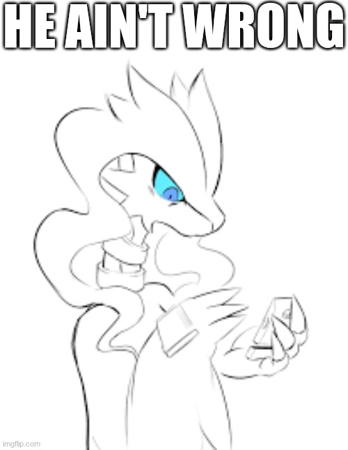 reshiram looking at phone dissapointed | HE AIN'T WRONG | image tagged in reshiram looking at phone dissapointed | made w/ Imgflip meme maker