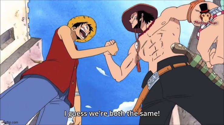 Luffy ace shaking hands | image tagged in luffy ace shaking hands | made w/ Imgflip meme maker