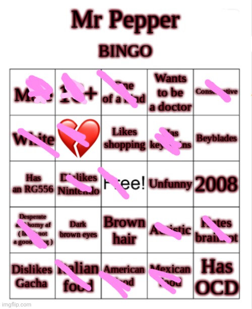 image tagged in mr pepper/dr pepper bingo | made w/ Imgflip meme maker