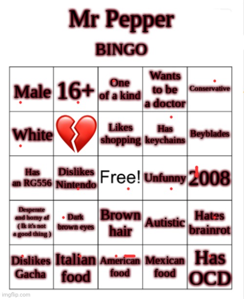 Mr pepper/Dr pepper BINGO | image tagged in mr pepper/dr pepper bingo | made w/ Imgflip meme maker