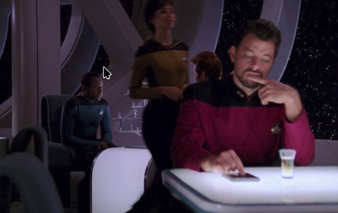 High Quality riker doomscrolling Blank Meme Template
