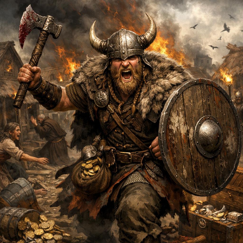 Viking warrior pillaging Blank Meme Template