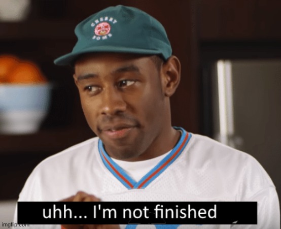 I'm not finished | image tagged in i'm not finished | made w/ Imgflip meme maker