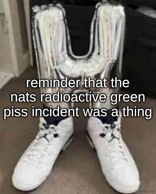 h shoes | reminder that the nats radioactive green piss incident was a thing | image tagged in h shoes | made w/ Imgflip meme maker