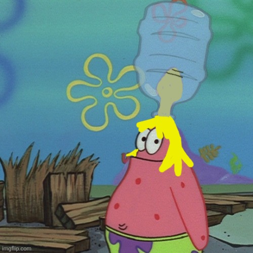 Patrick head stuck in bottle dumb | image tagged in patrick head stuck in bottle dumb | made w/ Imgflip meme maker