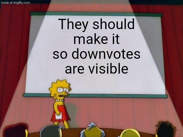 This ain't youtube | They should make it so downvotes are visible | image tagged in lisa simpson's presentation,new feature | made w/ Imgflip meme maker