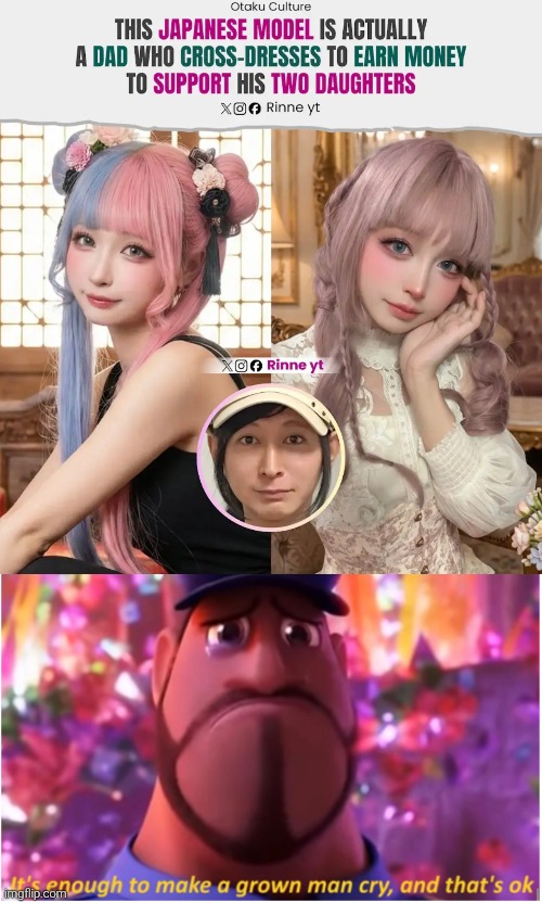 Crazy, but a wholesome reason. | image tagged in it's enough to make a grown man cry and that's ok,wholesome | made w/ Imgflip meme maker