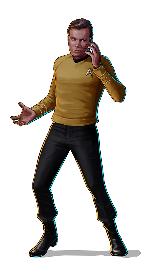 Captain Kirk on Communicator png Blank Meme Template