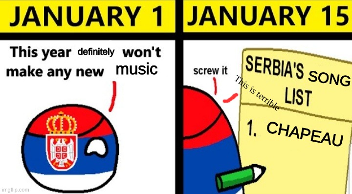 Manie musicale list | definitely; music; SONG; This is terrible; CHAPEAU | image tagged in serbia's list | made w/ Imgflip meme maker