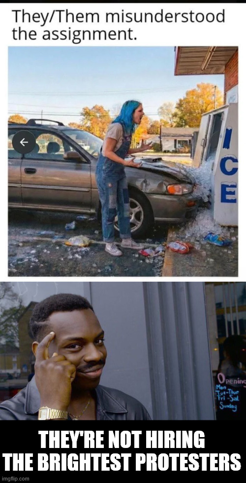 THEY'RE NOT HIRING THE BRIGHTEST PROTESTERS | image tagged in memes,roll safe think about it | made w/ Imgflip meme maker