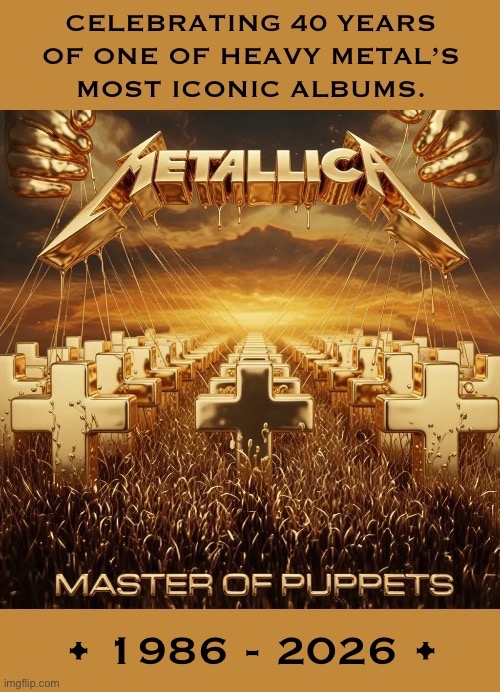 Forever a classic… | image tagged in heavy metal,metallica,master of puppets,40 years,classic,thrash metal | made w/ Imgflip meme maker