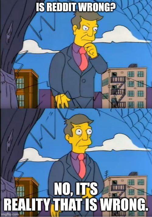 No its the children who are wrong | IS REDDIT WRONG? NO, IT'S REALITY THAT IS WRONG. | image tagged in no its the children who are wrong | made w/ Imgflip meme maker