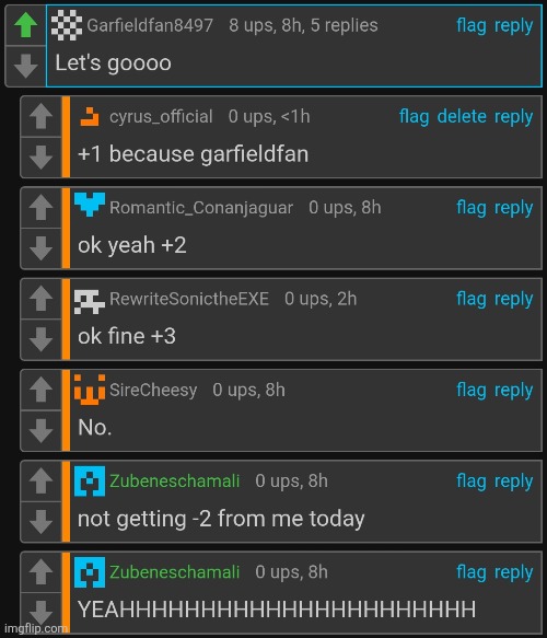 +100 because garfieldfan | made w/ Imgflip meme maker