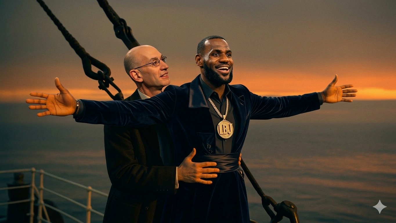 Lebron James on Titanic with Adam Siilver Blank Meme Template