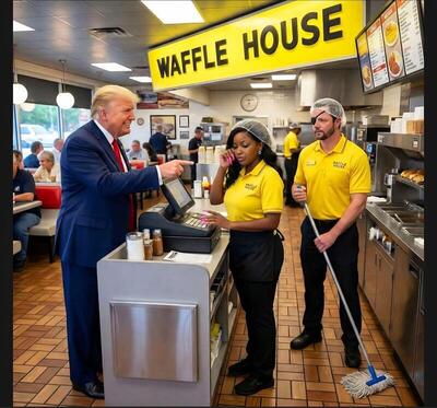 Trump at Waffle House Blank Meme Template