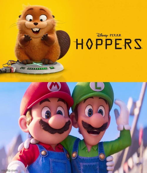 Mario and Luigi (The Super Mario Bros. Movie) Loves Hoppers (2026) | image tagged in super mario,illumination,disney,pixar,hoppers,memes | made w/ Imgflip meme maker
