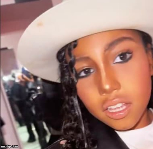 North West wearing Michael Jackson's hat | image tagged in north west,michael jackson,king of pop,kanye west,singer | made w/ Imgflip meme maker