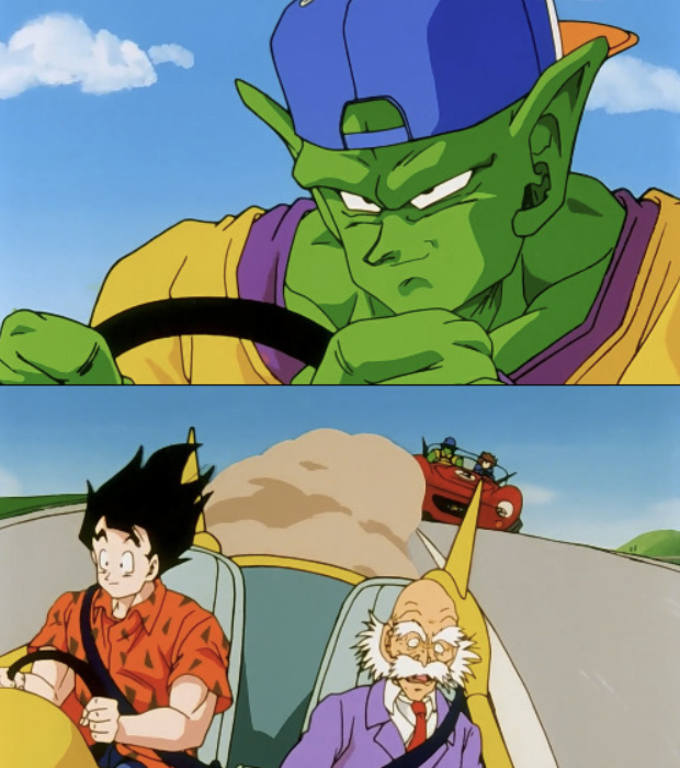 Piccolo Goku Car Racing Blank Meme Template