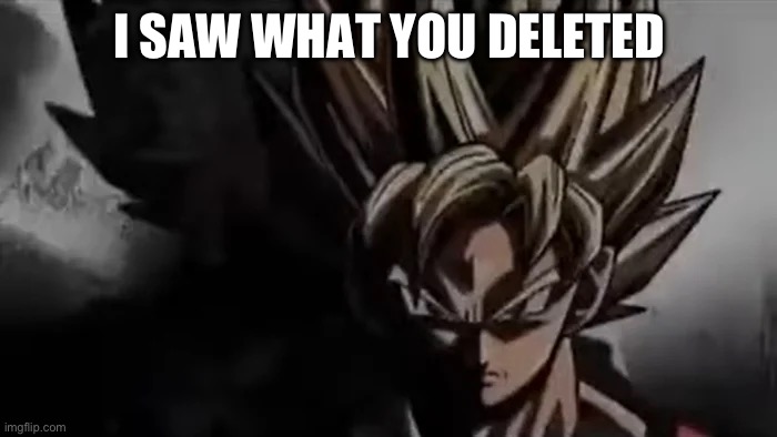 Goku Staring | I SAW WHAT YOU DELETED | image tagged in goku staring | made w/ Imgflip meme maker