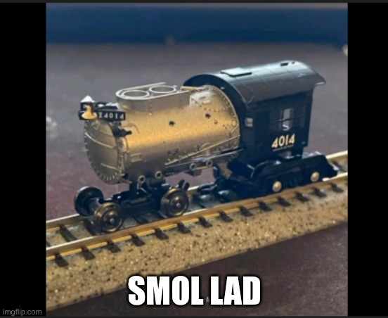 smol lad | SMOL LAD | image tagged in big boy,smol lad,cursed train,cursed image,cursed images | made w/ Imgflip meme maker