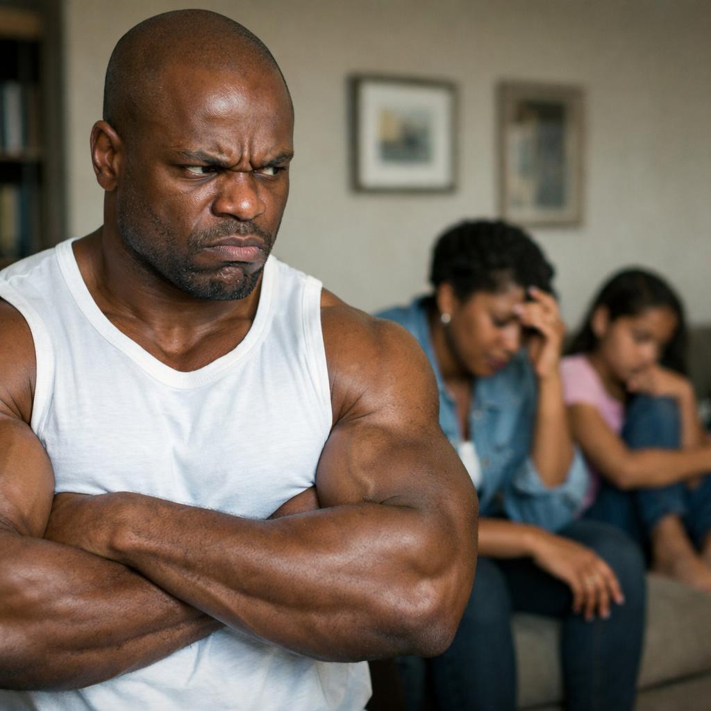 Muscular African Man mad at his family Blank Meme Template