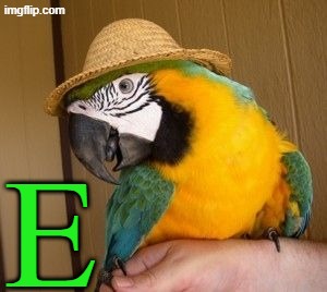 E | E | image tagged in gbon,memes,parrot,green | made w/ Imgflip meme maker