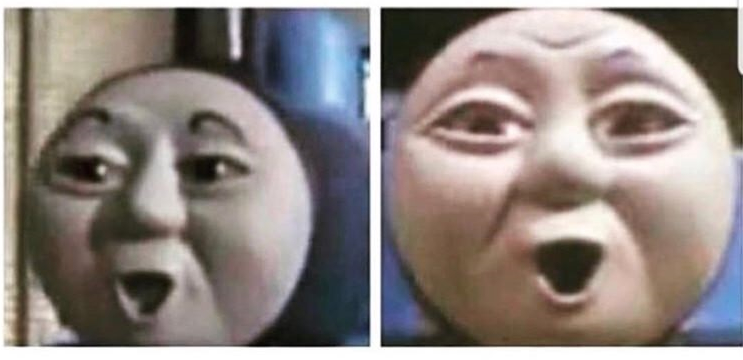 Thomas the Engine surprised Blank Meme Template