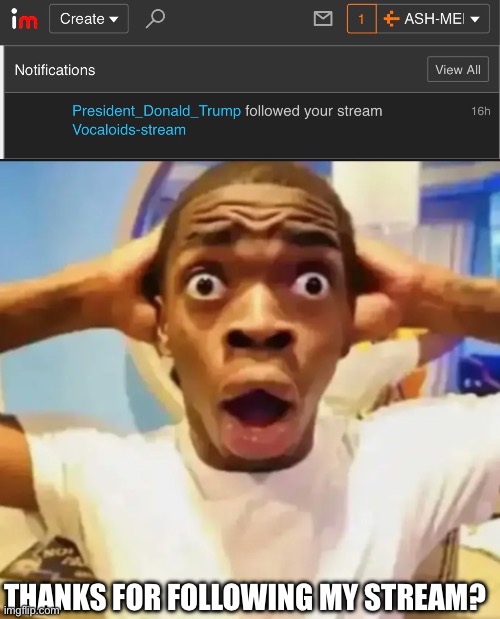 I genuinely got scared | THANKS FOR FOLLOWING MY STREAM? | made w/ Imgflip meme maker