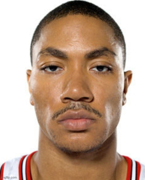 when you see the funniest meme in the universe but it doesn't use Upright or Futura Condensed Extra Bold font | image tagged in derrick rose straight face | made w/ Imgflip meme maker